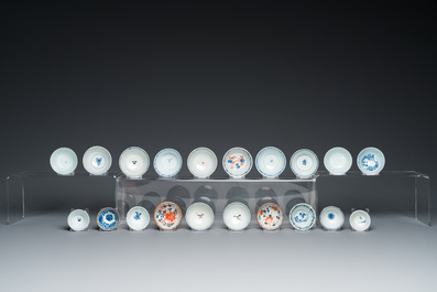44 Chinese blue, white, famille rose and Imari-style cups and 62 saucers, Kangxi and later