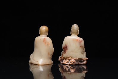 Two Chinese soapstone sculptures of Luohan, Qing