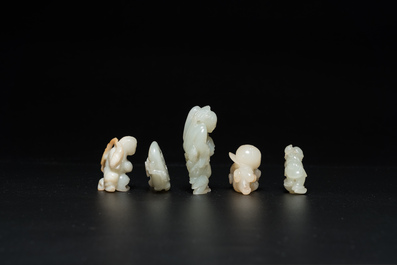 Five Chinese jade carvings, 19/20th C.