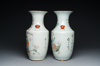 Two Chinese famille rose vases, 19/20th C.