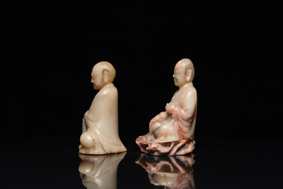 Two Chinese soapstone sculptures of Luohan, Qing