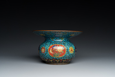 A Chinese cloisonn&eacute; spittoon or 'zhadou', Qianlong