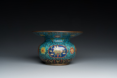 A Chinese cloisonn&eacute; spittoon or 'zhadou', Qianlong