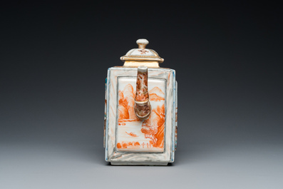 A large Chinese faux-bamboo 'mandarin' teapot and cover, Qianlong
