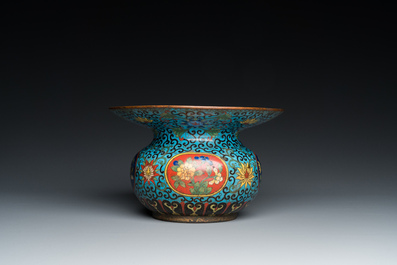 A Chinese cloisonn&eacute; spittoon or 'zhadou', Qianlong