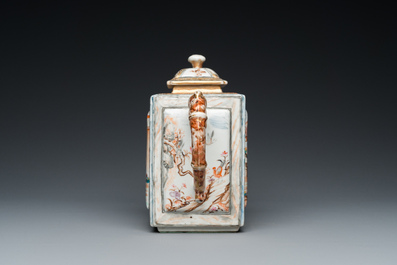 A large Chinese faux-bamboo 'mandarin' teapot and cover, Qianlong