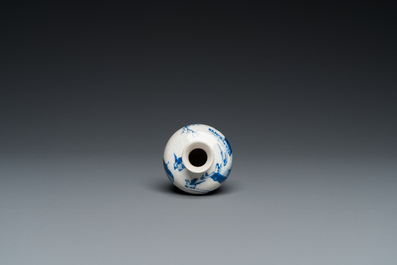 A fine Chinese blue and white soft paste miniature 'meiping' vase, Kangxi