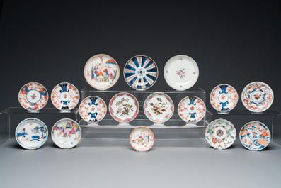 Een collectie Chinees blauw-wit, famille rose, verte en Imari-stijl theegoed, Kangxi/Qianlong