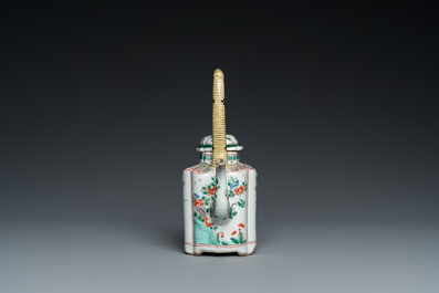 A Chinese famille verte teapot and cover, Kangxi
