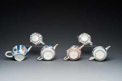 Six th&eacute;i&egrave;res en porcelaine de Chine en bleu et blanc, famille verte et de style Imari, Kangxi/Yongzheng