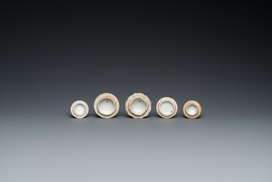 Five Chinese famille rose and Imari-style teapots and covers, Yongzheng/Qianlong
