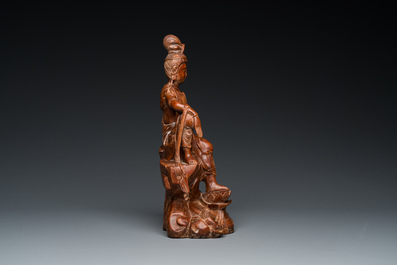 Tara assise en bois sculpt&eacute;, Chine, 19&egrave;me