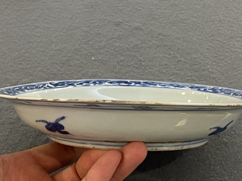A Chinese blue and white 'ducks near a lotus pond' plate, Wanli