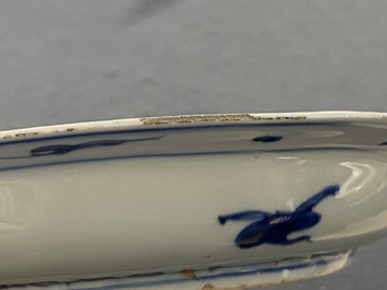 A Chinese blue and white 'ducks near a lotus pond' plate, Wanli