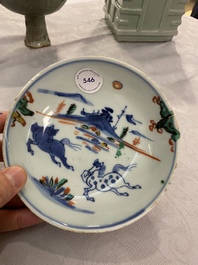 A Chinese wucai ko-akae 'two horses' dish, Tianqi/Chongzhen