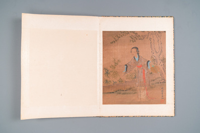 Suiveur de Fei Danxu 費丹旭 (1801-1850): Album contenant huit peintures sur soie, dat&eacute; 1866