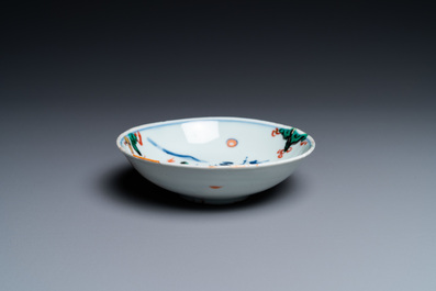 A Chinese wucai ko-akae 'two horses' dish, Tianqi/Chongzhen