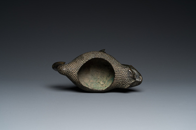 A Chinese bronze 'three-legged toad' censer, Ming