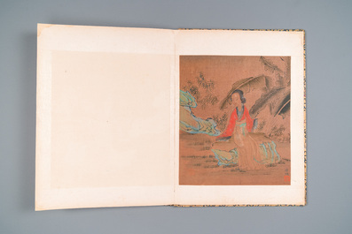 Suiveur de Fei Danxu 費丹旭 (1801-1850): Album contenant huit peintures sur soie, dat&eacute; 1866