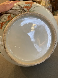 A Chinese famille rose 'nine peaches' bottle vase, 19th C.