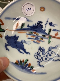 A Chinese wucai ko-akae 'two horses' dish, Tianqi/Chongzhen