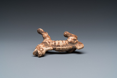 A small Chinese terracotta model of a mythical animal, mingqi, Han
