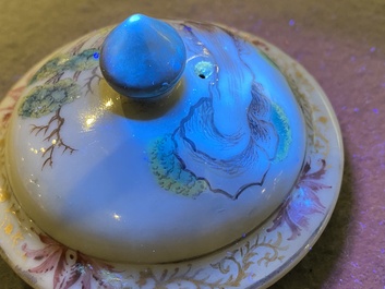 A rare Chinese famille rose 'Adam and Eve' teapot and cover, Qianlong