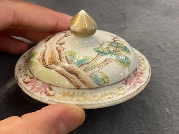 A rare Chinese famille rose 'Adam and Eve' teapot and cover, Qianlong