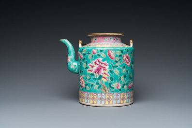 A large Chinese famille rose teapot for the Straits or Peranakan market, 19th C.