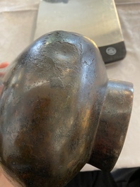 A Chinese bronze garlic-head 'hu' wine vessel, Eastern Zhou/Han