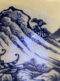 A Chinese blue and white 'Master of the Rocks' dish, Yongzheng