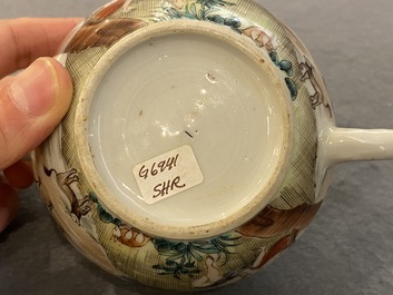 A rare Chinese famille rose 'Adam and Eve' teapot and cover, Qianlong