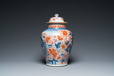 A Chinese blue and white Dutch-decorated 'Amsterdams Bont' vase and cover, Kangxi