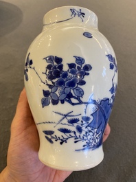 A Chinese blue and white vase with birds among blossoming branches, Chongzhen