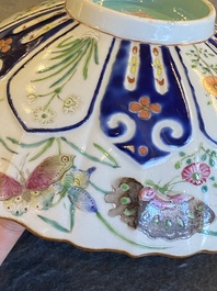 A Chinese famille rose 'butterflies' bowl, Jiaqing mark, 19th C.