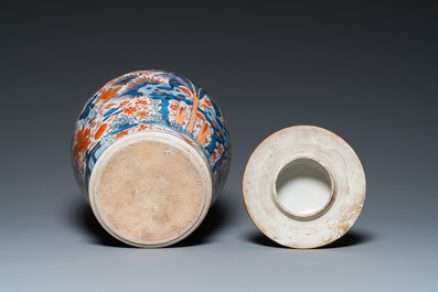A Chinese blue and white Dutch-decorated 'Amsterdams Bont' vase and cover, Kangxi