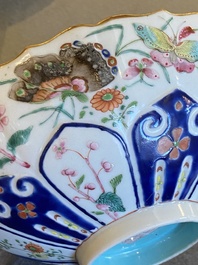 A Chinese famille rose 'butterflies' bowl, Jiaqing mark, 19th C.