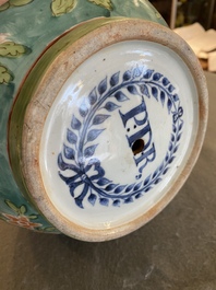 A Dutch-decorated Japanese Arita apothecary flask monogrammed PDR, Edo, 17th C.