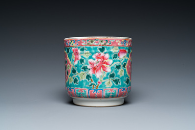 A Chinese famille rose brush pot for the Straits or Peranakan market, 19th C.