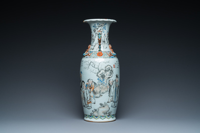 A Chinese qianjiang cai vase, signed He Minggu 何明谷, dated 1934