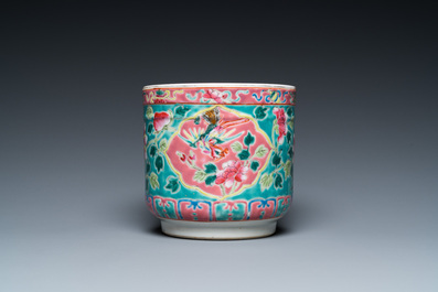A Chinese famille rose brush pot for the Straits or Peranakan market, 19th C.