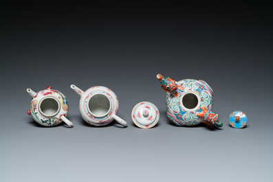 Three Chinese famille rose teapots, Yongzheng/Qianlong