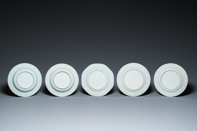 14 Chinese famille rose dishes and plates, Qianlong and later