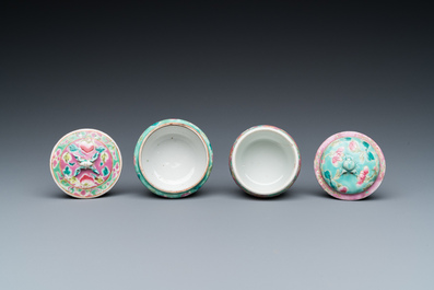 Two Chinese famille rose covered boxes for the Straits or Peranakan market, 19th C.
