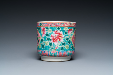 A Chinese famille rose brush pot for the Straits or Peranakan market, 19th C.