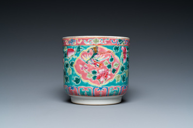 A Chinese famille rose brush pot for the Straits or Peranakan market, 19th C.