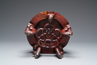 A rare massive Chinese archaistic bronze 'lei' wine vessel with inscription, Song