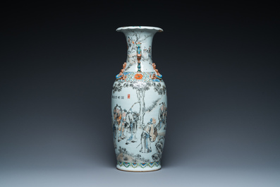 A Chinese qianjiang cai vase, signed He Minggu 何明谷, dated 1934