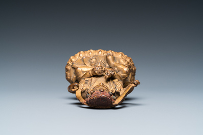 Mahakala en bronze dor&eacute;, Sino-Tibet, 19&egrave;me