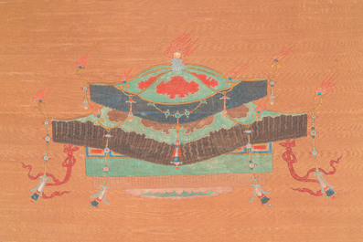 Chinese school: 'Bhaishajyaguru' or 'Medicine Buddha', ink and colour on silk, probably 19th C.